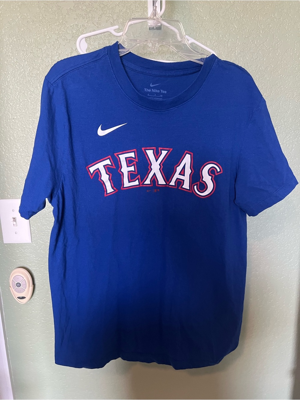 Nike Royal Blue Texas Rangers Tee with White and Red Accent